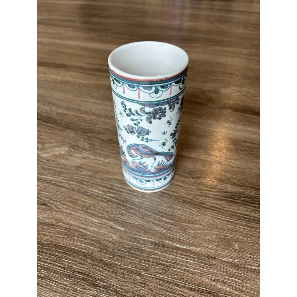 Berardos Portugal 7” Hand Painted Narrow Vase. Signed Number 173 Vintage